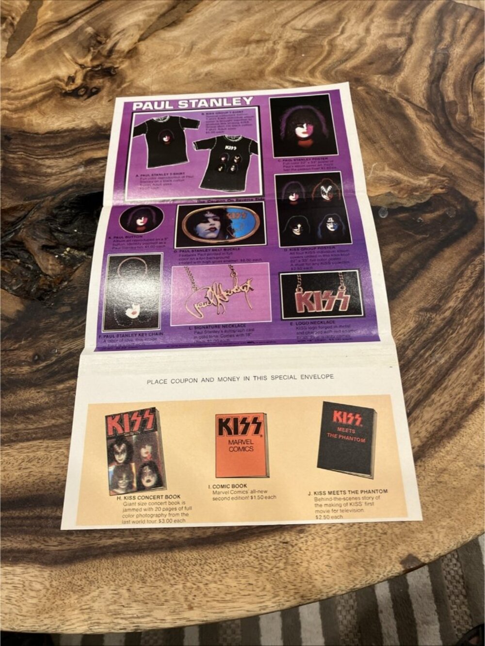 Rare Vintage Paul Stanley KISS Merchandise Brochure 1970s Aucoin Catalog